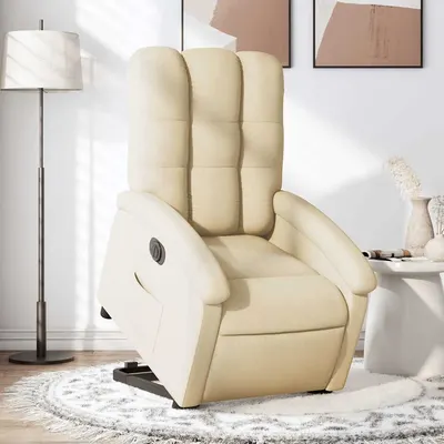 vidaXL Fotoliu electric rabatabil cu ridicare, crem, textil