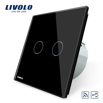 Intrerupator dublu cap scara/ cruce, wireless RF Negru
