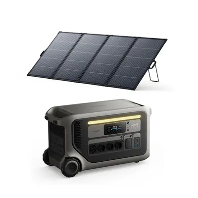 Kit stație de alimentare Anker SOLIX F3000 cu panou solar bifacial 400 W