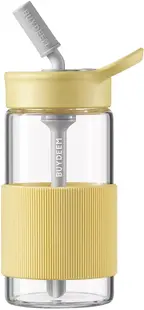 Sticlă de sticlă cu pai BUYDEEM - Mellow Yellow, 500 ml