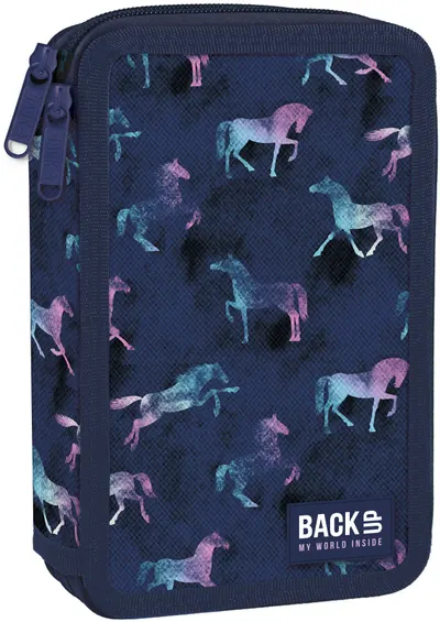 Neceser cu accesorii BackUp DW - Horses, 2 fermoare