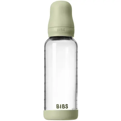 BIBS Baby Glass Bottle Silicone biberon anticolici cu suzetă din silicon Sage 1 buc