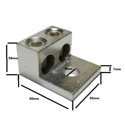 Clema tunel dubla - din aluminiu, pentru conductor 2x250