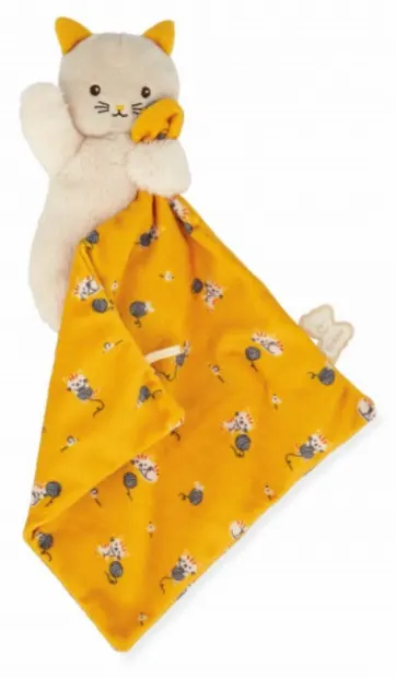 Jucărie moale de pluș pentru îmbrățișat Kaloo – Pisicuță, 18 cm, galbenă