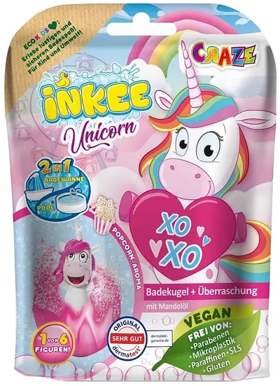 Bombă de baie Craze Inkee - Unicorn, cu figurină surpriză, sortiment