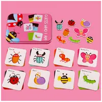 Puzzle din lemn cu Insecte in cutie metalica Montessori
