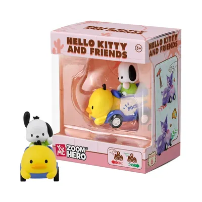 Figurina cu vehicul, Yume, Hello Kitty and Friends, Zoom Hero S1, Pocaccho