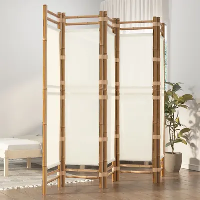 vidaXL Separator de cameră pliabil cu 5 panouri 200 cm bambus și pânză