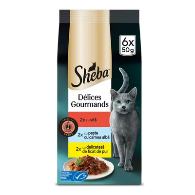Sheba Plic Taste Vita/Peste/Ficat De Pui 6X50 g