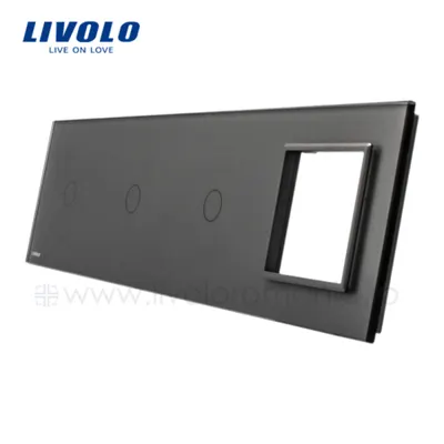 Panou intrerupator 3 x simplu + priza simpla Gri