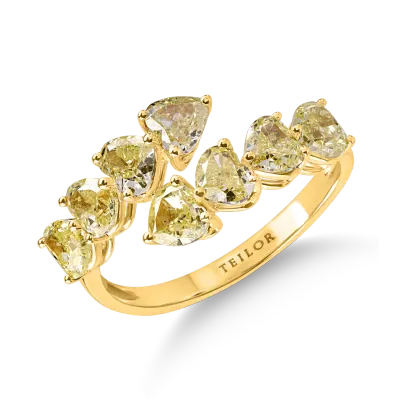 Inel din aur galben cu diamante galbene de 2.63 taietura heart