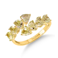 Inel din aur galben cu diamante galbene de 2.63 taietura heart