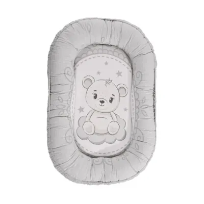 Baby nest, bumbac ranforce, Lorelli Little Bear, 92 x 58 cm, Grey