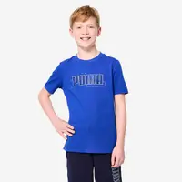 Tricou din bumbac Puma cu imprimeu, Educație fizică, Albastru Copii