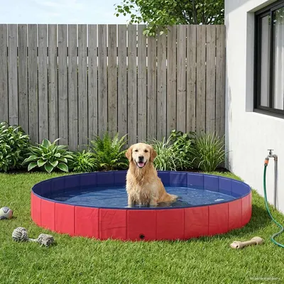 vidaXL Piscină pentru câini Ø300 x 38 cm PVC gros Roșu