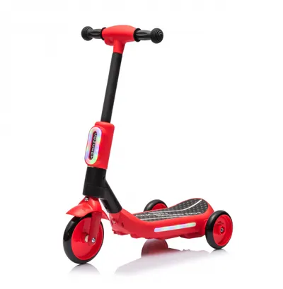 Trotineta electrica cu aburi si lumini pentru copii, cu 3 roti, stabila, Kinderauto Aquamist, 30W, 6V 4.5Ah, rosie