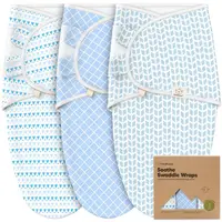 Scutec pentru înfășat KeaBabies - Organic, 0-3 luni, 3 bucăți, albastru
