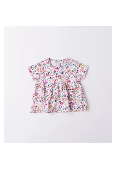 Tricou cu imprimeu floral pentru bebe fetita - 4.6633 - Multicolor - Alb/Portocaliu/Roz/Multicolor