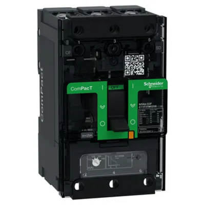 Intreruptor CompPacT NSXm F (36 kA la 415 VAC), 3P 3d, unitate de declansare TMD cu 25A, papuci de compresie si conectori pentru bare colectoare