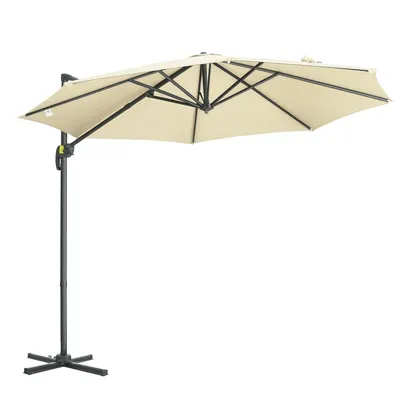 Outsunny Umbrelă Solară Înclinabilă și Rotativă 360°, Ø293x248cm, Crem | Aosom Romania