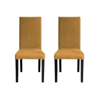 Set 2 scaune living TEO, picioare lemn wenge, stofa z mustar, 46x60x98 cm