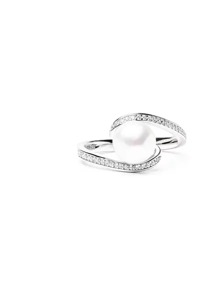 Inel argint cu perla naturala si zirconia pavé - Diva