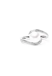 Inel argint cu perla naturala si zirconia pavé - Diva