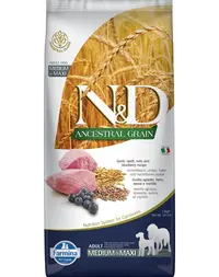 FARMINA N&D Ancestral Grain Adult Medium/Maxi Hrana caini adulti talie medie si mare, cu miel, grau, ovaz, afine 12 kg