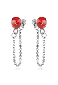 Cercei Argint 925 placat cu rodiu cu cristale Swarovski® Xirius Chain - Rosu
