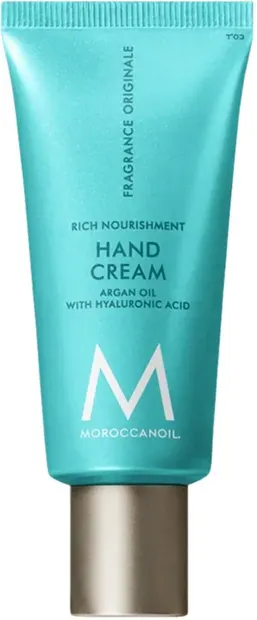 Cremă hidratantă de mâini Moroccanoil cu chihlimbar și flori dulci, 40 ml