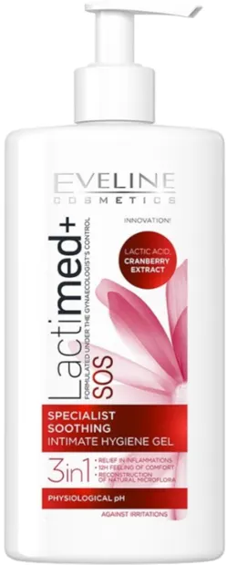 Eveline Gel intim pentru iritații 3 în 1 LactiMed+, 250 ml