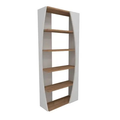 Biblioteca SELGE, pin atlantic + alb, 63,6x23,8x150 cm