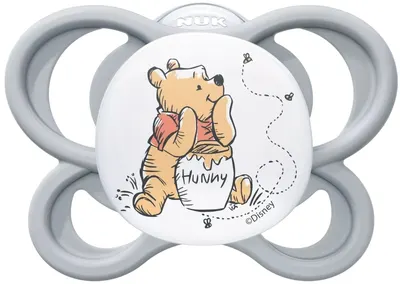 Suzetă din silicon NUK Perfect Match Air - 0-6 luni, Winnie de Pluș, gri