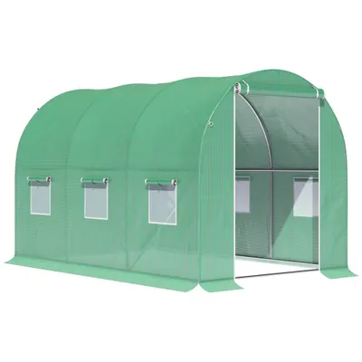 Outsunny Seră de Grădină Tunel Suprafață Sol 6 m² 3L x 2l x 2H m cadru Tubular renforțat Ușă cu fermoar 6 ferestre înrolează Verde | Aosom Romania
