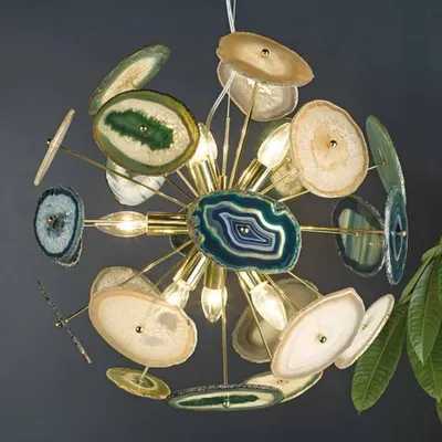 Lampa suspendata Achates 9 Light Pendant Agate & Gold
