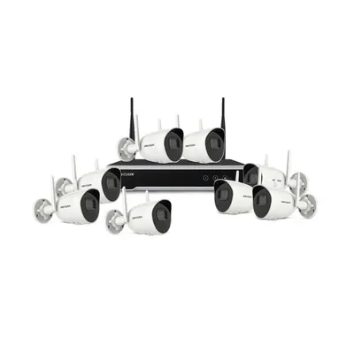 Sistem supraveghere IP WiFi exterior HikVision KIT-HK-WF-8EXT2MP-30IR, 8 camere, 2 MP, audio bidirectional, 4 mm, slot card, IR 30 m