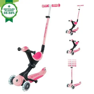 Trotineta globber go-up 4 in 1 deluxe lights, ecologic, roz pal