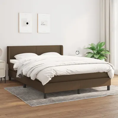 Gossi pat continental cu saltea, maro inchis, 140x200 cm, textil