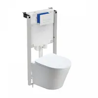 Set vas wc suspendat rimless cu capac quick release si soft close, Fluminia Clementina si ezervor incastrat Prosys cu set de fixare inclus si clapeta Oleas M1 alb lucios, Ideal Standard