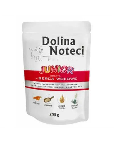 DOLINA NOTECI Premium Junior hrană căței 300g bogat în inimi de vită
