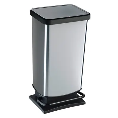 Coș de gunoi argintiu cu pedală din plastic 40 l Paso – Rotho