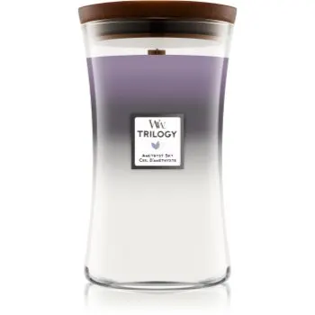 Woodwick Trilogy Amethyst Sky lumânare parfumată cu fitil din lemn