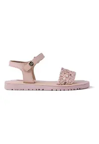 Sandale din piele cu margele Mahiu - Roz pastel