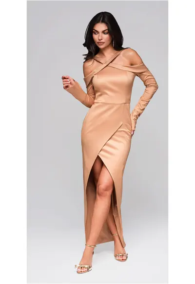 Rochie de seara maxi LA-OM-DLR250 - Auriu