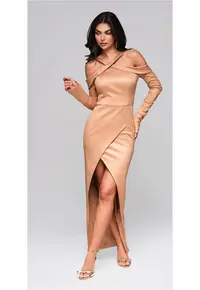 Rochie de seara maxi LA-OM-DLR250 - Auriu