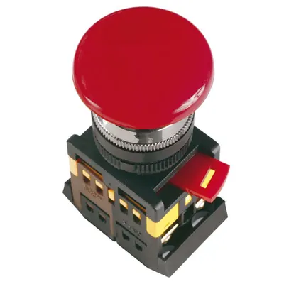 Control buton AEAL22 Mushroom fixed positions red d22mm 240V 1c+1r
