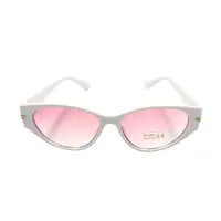 Ochelari de soare, damă, Tiara, alb lucios, formă cat-eye cu accente aurii, lentile roz fumuriu, protecție UV 400