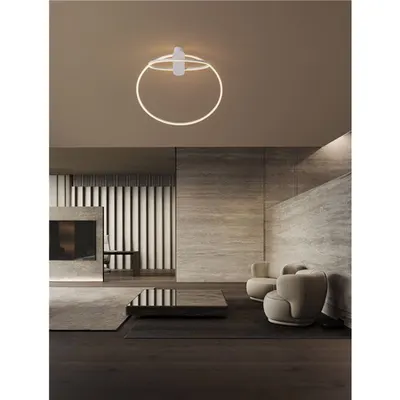 Plafoniera KIKLOS Triac Dimabil Nisipiu Alb Otel, Aluminiu & Silicone LED 42 Wat 220-240Volt 2170Lm 3000K IP20