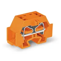 4-conductor terminal block; without push-buttons; with fixing flange; for screw or similar mounting types; Fixing hole 3.2 mm Ø; 4 mm²; CAGE CLAMP®; 4,00 mm²; orange