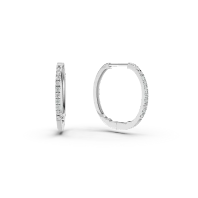 Cercei creole din aur alb cu diamante de 0.2ct